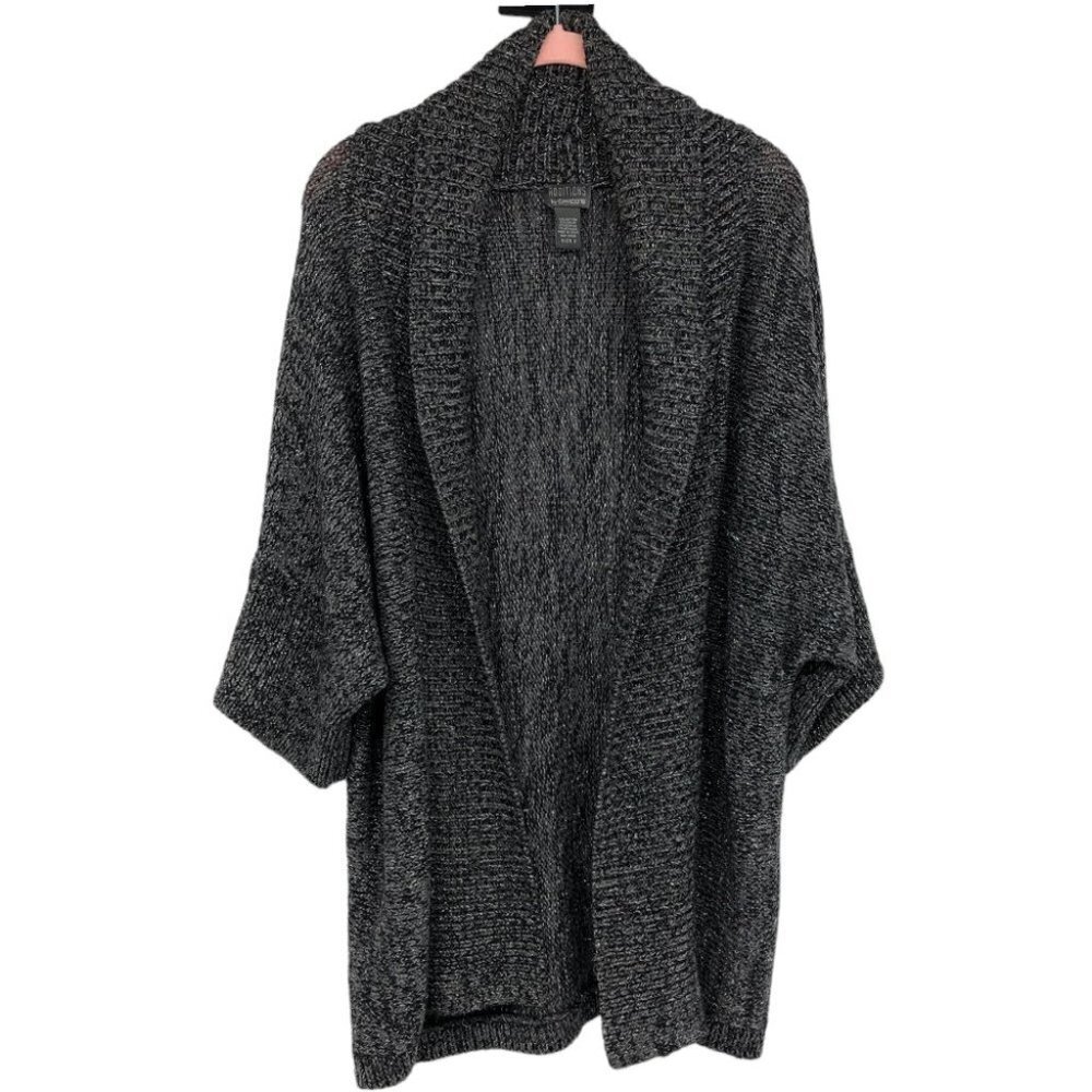 Additions by Chico's Grey Silver Knit Open Cardigan size 2